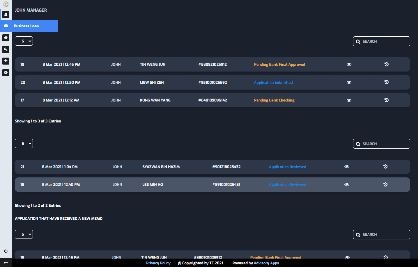 TC Loan Application System screenshot 1